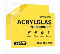 Indigos UG - Acrylic Glass Transparent 3 mm - 25 x DIN A4 - Cut for Laser, Milling, Sawing and Drilling - Lightweight, Frameless, Versatile for Picture Frames, DIY, Furniture, Displays, Protective
