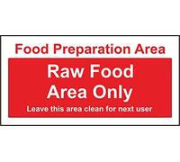 INDIGOS UG - Aluminum composite panel - Safety - Warning - Food Prep Raw Food Area Only sign - Self adhesive sticker 200mm x 100mm