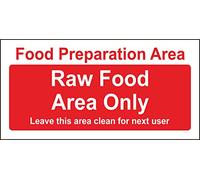 INDIGOS UG - Aluminum composite panel - Safety - Warning - Food Prep Raw Food Area Only sign - Self adhesive sticker 200mm x 100mm