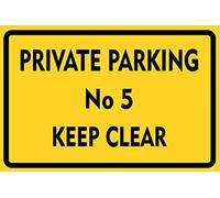 INDIGOS UG - Aluminum composite panel - Safety - Warning - PERSONALISED NO PARKING ANY HOUSE NUMBER - NAME SIGN - 30x20 cm - Decal for Office - Company - School - Hotel