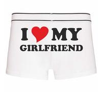 INDIGOS UG Boxer Shorts - Man - White - S - Back - I Love My Girlfriend - Funny Motif - Saying - Underwear - Underwear - Underwear - Leisure - Funny, White, S