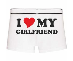 INDIGOS UG Boxer Shorts - Man - White - S - Back - I Love My Girlfriend - Funny Motif - Saying - Underwear - Underwear - Underwear - Leisure - Funny, White, S