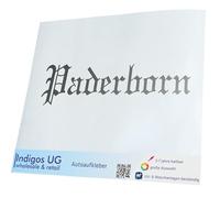 INDIGOS UG - Car Sticker - Decal - 300x75 mm - City of Paderborn - silver - Tuning - Rear Window - Bicycle - Motorcycle - Truck
