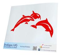 INDIGOS UG - Car Sticker - Decal - Dolphin jumping - red - 149x83 - Tuning - Rear Window - Bicycle - Motorcycle - Truck