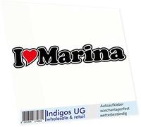 INDIGOS UG - Car Sticker/Decal/JDM/Die cut I Love Heart 15 cm - I LOVE Marina - Car Truck Truck - Sticker with name of man woman child