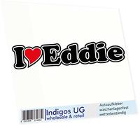INDIGOS UG - Car Sticker/Decal/JDM/Die cut I Love Heart - I love with heart 15 cm - I LOVE Eddie - Car Truck Truck - Sticker with name of man woman child