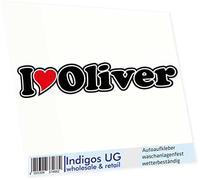 INDIGOS UG Car Sticker/Decal/JDM/Die cut - I Love Heart - I love with heart 15 cm - I LOVE Oliver