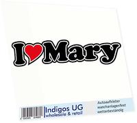INDIGOS UG - Car Sticker/Decal/JDM/Die cut - I Love with Heart 15 cm - I LOVE Mary- Truck - Sticker with name of man woman child