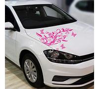 INDIGOS UG Car Sticker - Floral tendril Bumper Sticker + 3 butterflies 77cm x 50cm pink - Tuning Car Styling rear window car