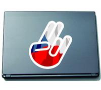 INDIGOS UG Czech Republic-Czech Republic The Shocker Hand Laptop Skin Decal Sticker 210 x 144 mm White Outline with Flag