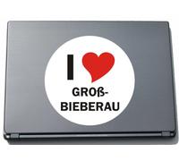 INDIGOS UG I Love Aufkleber Decal Sticker Laptopaufkleber Laptopskin 210 mm mit Stadtname GROß-BIEBERAU
