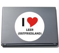 INDIGOS UG I Love Aufkleber Decal Sticker Laptopaufkleber Laptopskin 210 mm mit Stadtname LEER (OSTFRIESLAND)