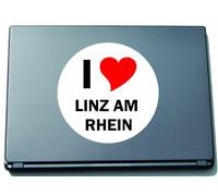INDIGOS UG I Love Aufkleber Decal Sticker Laptopaufkleber Laptopskin 210 mm mit Stadtname LINZ AM RHEIN