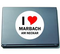 INDIGOS UG I Love Aufkleber Decal Sticker Laptopaufkleber Laptopskin 210 mm mit Stadtname MARBACH AM NECKAR