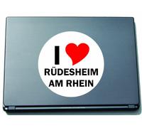 INDIGOS UG I Love Aufkleber Decal Sticker Laptopaufkleber Laptopskin 210 mm mit Stadtname RUEDESHEIM AM RHEIN