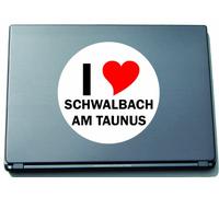 INDIGOS UG I Love Aufkleber Decal Sticker Laptopaufkleber Laptopskin 210 mm mit Stadtname SCHWALBACH AM TAUNUS