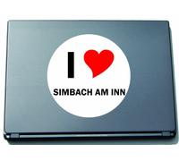 INDIGOS UG I Love Aufkleber Decal Sticker Laptopaufkleber Laptopskin 210 mm mit Stadtname SIMBACH AM INN