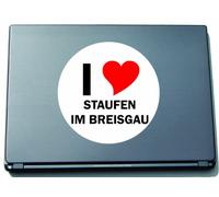 INDIGOS UG I Love Aufkleber Decal Sticker Laptopaufkleber Laptopskin 210 mm mit Stadtname STAUFEN IM BREISGAU
