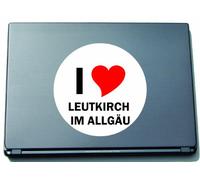 INDIGOS UG I Love Aufkleber Decal Sticker Laptopaufkleber Laptopskin 297 mm mit Stadtname LEUTKIRCH IM ALLGÄU