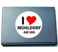 INDIGOS UG I Love Aufkleber Decal Sticker Laptopaufkleber Laptopskin 297 mm mit Stadtname MUEHLDORF AM INN