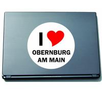 INDIGOS UG I Love Aufkleber Decal Sticker Laptopaufkleber Laptopskin 297 mm mit Stadtname OBERNBURG AM MAIN