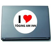 INDIGOS UG I Love Aufkleber Decal Sticker Laptopaufkleber Laptopskin 297 mm mit Stadtname TOEGING AM INN
