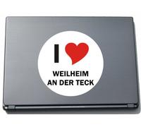 INDIGOS UG I Love Aufkleber Decal Sticker Laptopaufkleber Laptopskin 297 mm mit Stadtname WEILHEIM AN DER TECK