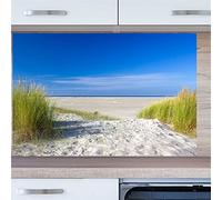 INDIGOS UG Kitchen Back Wall - Dunes - 80 x 50 cm Tempered Glass Printed - with Picture - Motif - Kitchen - Back Wall - Glass Plate - Splash Guard - Stove - Oven