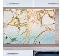 INDIGOS UG Kitchen Back Wall - Light Marble - 80 x 40 cm Tempered Glass Printed - with Picture - Motif - Kitchen - Back Wall - Glass Plate - Splash Guard - Stove - Oven