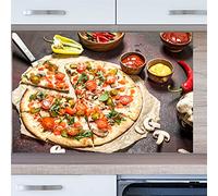 INDIGOS UG Kitchen Back Wall - Pizza - 80 x 50 cm ESG Real Glass Printed - with Picture - Design - Kitchen - Back Wall - Glass Plate - Splash Guard - Cooker - Oven