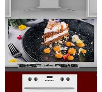 INDIGOS UG Kitchen Back Wall Plate for Tile Mirrors - Cakes - 140 x 60 cm - Splash Guard Aluminium Composite Plate Heat Resistant - Back Wall Kitchen Modern Wipeable - Stove & Oven - Wall Cladding