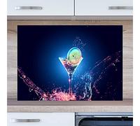 INDIGOS UG Kitchen Back Wall Plate for Tile Mirrors - Cocktail - 110 x 55 cm - Splash Guard Aluminium Composite Plate Heat Resistant - Back Wall Kitchen Modern Wipeable - Stove & Oven - Wall Cladding