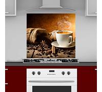 INDIGOS UG Kitchen Back Wall Plate for Tile Mirrors - Coffee - 60 x 50 cm - Splash Guard Aluminium Composite Plate Heat Resistant - Back Wall Kitchen Modern Wipeable - Stove & Oven - Wall Cladding