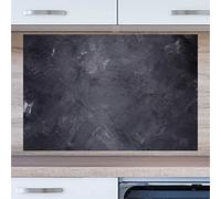 INDIGOS UG Kitchen Back Wall Plate for Tile Mirrors, Concrete Black, 110 x 55 cm, Splash Guard, Aluminium Composite Panel, Heat-Resistant, Kitchen Back Panel, Modern, Wipe-Clean, Stove and Oven, Wall