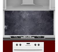 INDIGOS UG Kitchen Back Wall Plate for Tile Mirrors, Concrete Black, 120 x 50 cm, Splash Guard, Aluminium Composite Panel, Heat-Resistant, Kitchen Back Panel, Modern, Wipe-Clean, Stove and Oven, Wall