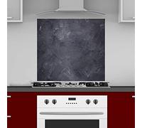 INDIGOS UG Kitchen Back Wall Plate for Tile Mirrors, Concrete Black, 70 x 60 cm, Splash Guard, Aluminium Composite Panel, Heat-Resistant, Kitchen Back Panel, Modern, Wipe-Clean, Stove and Oven, Wall