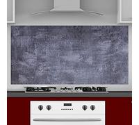INDIGOS UG Kitchen Back Wall Plate for Tile Mirrors, Concrete Grey, 120 x 55 cm, Splash Guard, Aluminium Composite Panel, Heat-Resistant, Kitchen Back Panel, Modern, Wipe-Clean, Stove and Oven, Wall