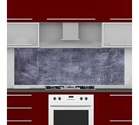 INDIGOS UG Kitchen Back Wall Plate for Tile Mirrors, Concrete Grey, 150 x 55 cm, Splash Guard, Aluminium Composite Panel, Heat-Resistant, Kitchen Back Panel, Modern, Wipe-Clean, Stove and Oven, Wall