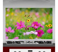 INDIGOS UG Kitchen Back Wall Plate for Tile Mirrors - Flower Meadow - 60 x 60 cm - Splash Guard Aluminium Composite Plate Heat Resistant - Back Wall Kitchen Modern Wipeable - Stove & Oven - Wall
