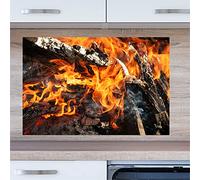 INDIGOS UG Kitchen Back Wall Plate for Tile Mirrors - Grill Fire BBQ - 90 x 60 cm - Splash Guard Aluminium Composite Plate Heat Resistant - Back Wall Kitchen Modern Wipeable - Stove & Oven - Wall