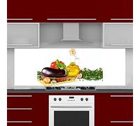 INDIGOS UG Kitchen Back Wall Plate for Tile Mirrors - Vegetables - 170 x 65 cm - Splash Guard Aluminium Composite Plate Heat Resistant - Back Wall Kitchen Modern Wipeable - Stove & Oven - Wall