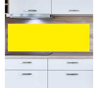 INDIGOS UG Kitchen Back Wall Plate for Tile Mirrors - Yellow - 140 x 50 cm - Splash Guard Aluminium Composite Plate Heat Resistant - Back Wall Kitchen Modern Wipeable - Stove & Oven - Wall Cladding