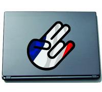 INDIGOS UG Laptop Sticker The Shocker Hand Laptop Skin 297 x 205 mm Black Outline with Flag France