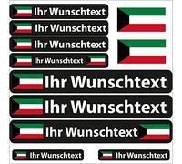 INDIGOS UG® Name Sticker - Flag Smooth - Country Kuwait - 13 Flag Stickers - Stickers with Name & Desired Text - Bicycle - Car - Motorcycle - Individually Personalised