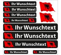 INDIGOS UG® Name Sticker - Flag Waving - Country Albania - 13 Flag Stickers - Stickers with Name and Desired Text - Bicycle - Car - Motorcycle - Individually Personalised
