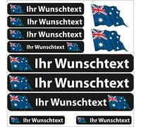 INDIGOS UG® Name Sticker - Flag Waving - Country Australia - 13 Flag Stickers - Stickers with Name and Desired Text - Bicycle - Car - Motorcycle - Individually Personalised