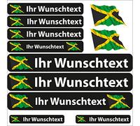 INDIGOS UG® Name Sticker - Flag Waving - Country Jamaica - 13 Flag Stickers - Stickers with Name and Desired Text - Bicycle - Car - Motorcycle - Individually Personalised