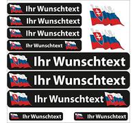 INDIGOS UG® Name Sticker - Flag Waving - Country Slovakia - 13 Flag Stickers - Stickers with Name and Desired Text - Bicycle - Car - Motorcycle - Individually Personalised