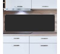 INDIGOS UG Splash Guard - Black - 130 x 65 cm - Aluminium Composite Plate - Kitchen Back Wall - Sign - Oven - Tile Mirror - Cooker