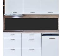 INDIGOS UG Splash Guard - Black - 180 x 65 cm - Aluminium Composite Panel - Kitchen Back Wall - Sign - Oven - Tile Mirror - Cooker